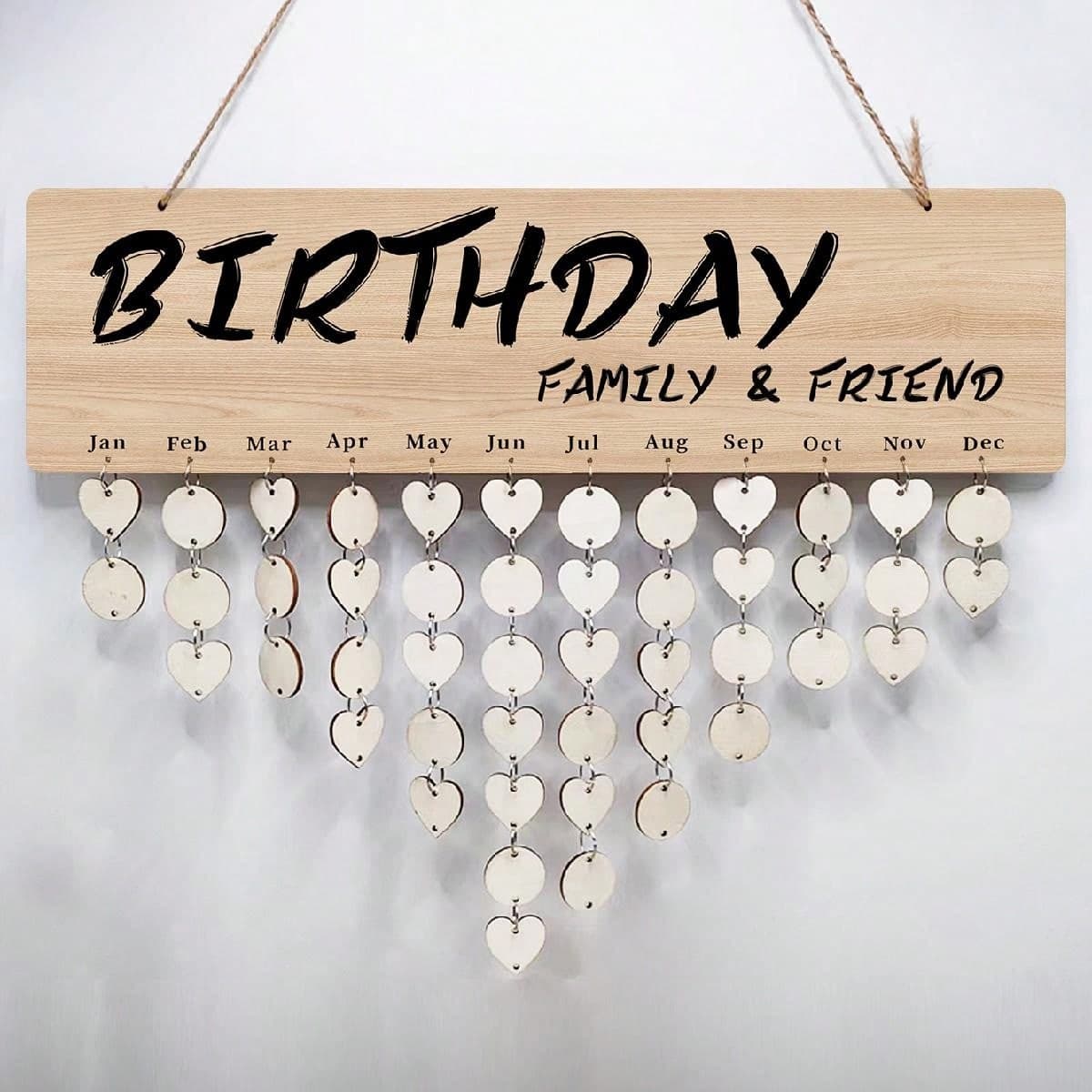 1 Pièce Plaque De Calendrier En Bois Suspendu Pour Enregistrer Les Anniversaires, Les Rassemblements Familiaux Et La Décoration De La Maison