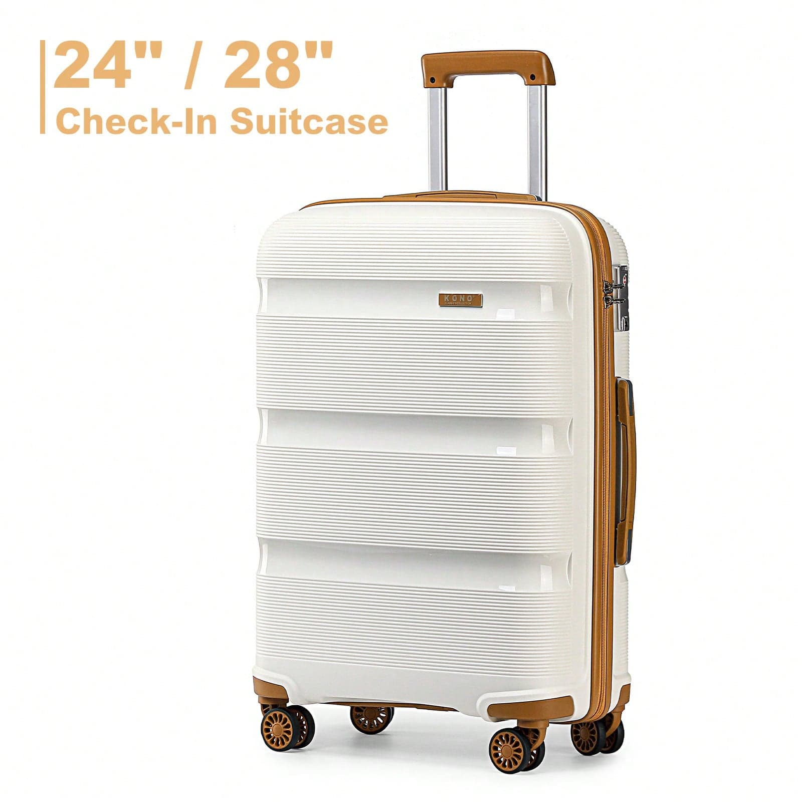 Valises de 24 pouces moyenne et de 28 pouces grande à enregistrer coque dure légère en polypropylène brillant avec 4 roues pivotantes serrure TSA