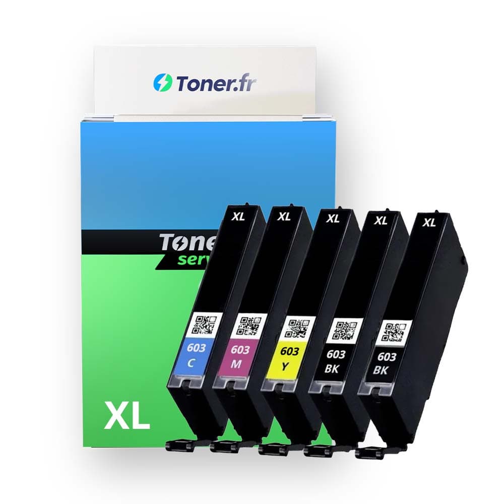 Pack de 5 cartouches d'encre compatibles Epson 603 XL Noir et couleurs